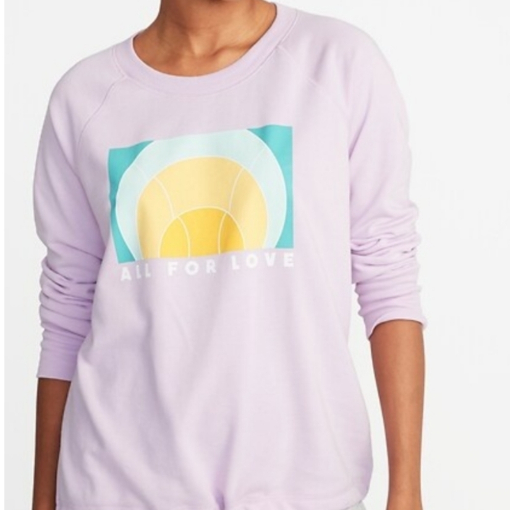 Old Navy All Is Love Rainbow Sweatshirt Pullover Purple SZ Small